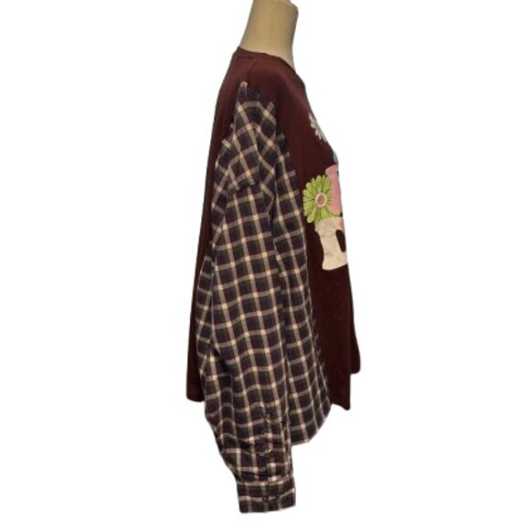 Handmade One of a Kind Multicolor Upcycled Long Sleeve Pullover Shirt - Picture 5 of 6